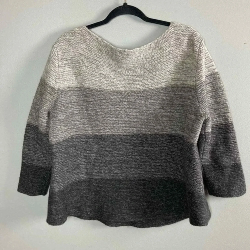 Eileen‎ Fisher thick wool silk sweater XL Thick super soft high quality Striped